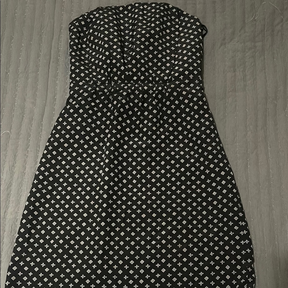 Club Monaco Black and White Strapless Sundress